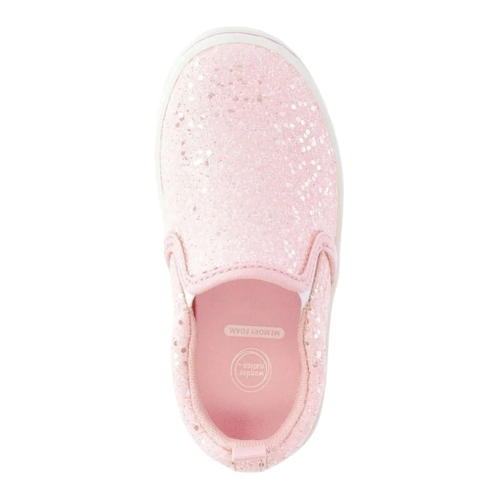 Wonder Nation Pink Sparkle Slip on Shoes Sneakers